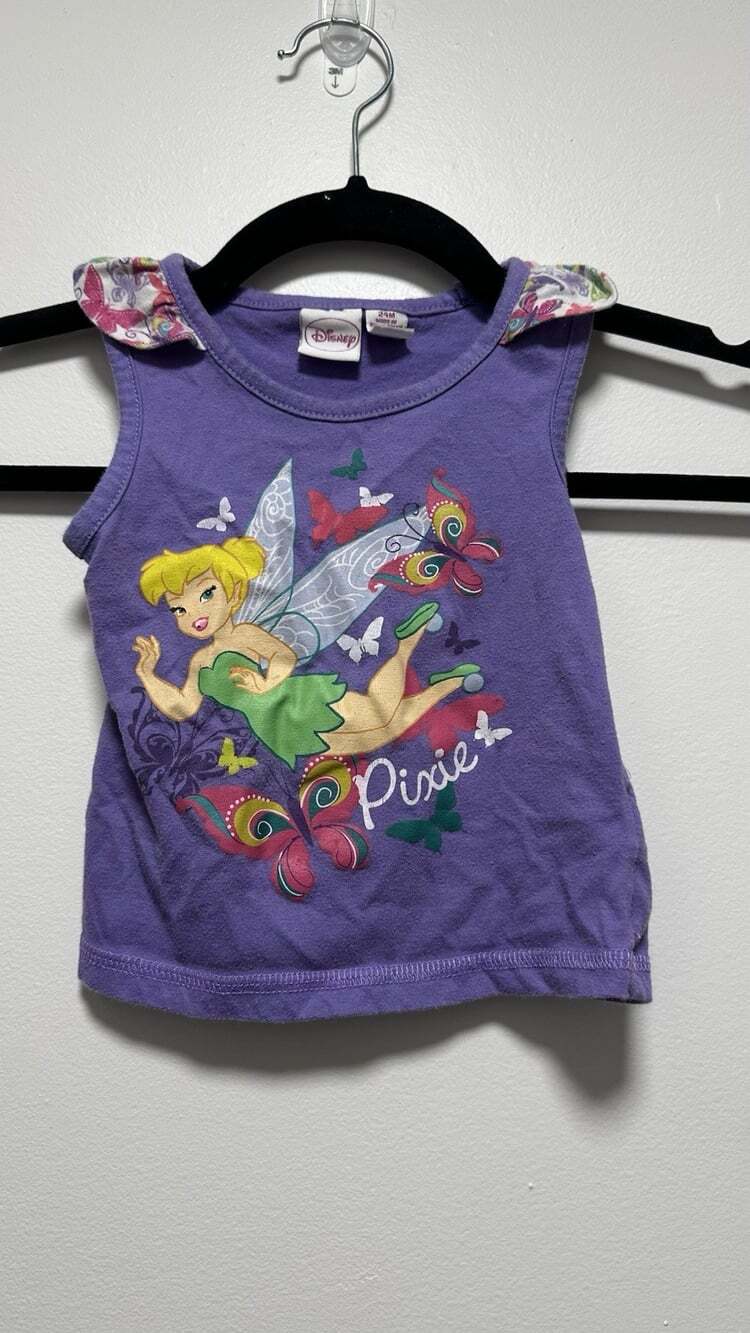 Tinker Bell Disney Y2K Baby Girl Toddler Shirt Size 24 Months Tank Top Purple